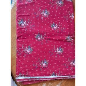Concord Fabric Inc. Red Floral Cotton Fabric Quilting Sewing 3 Yards 7 Inches